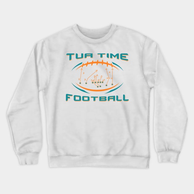 Tua Tagovailoa "Tua Time" Miami Dolphins X's and O's Crewneck Sweatshirt by Car Boot Tees